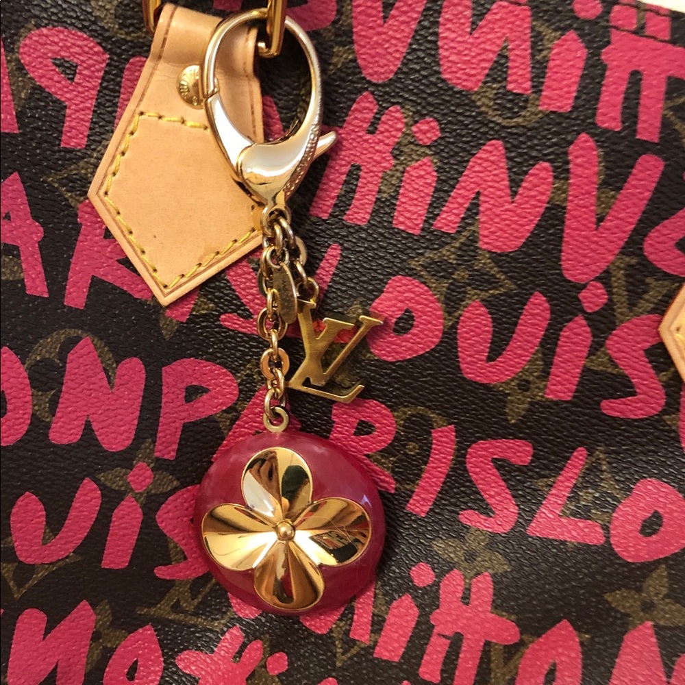 Louis Vuitton Authentic Fuchsia Fleur De Epi  LV Monogram Bag Charm KeyHolder